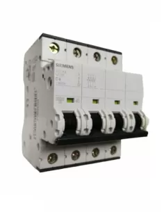 Disjoncteur Siemens 4P 4A 10KA à courbe en C, 4 modules, 5SY44047